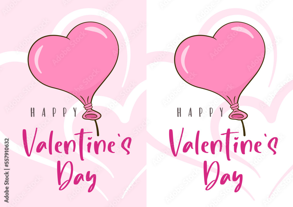 Happy Valentine's Day. Two card templates. Cartoon. Vector illustration	