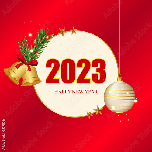 elegant 2023 new year greeting banner with red background