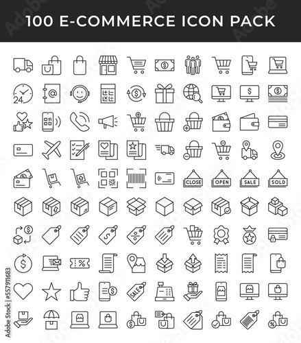 E-Commerce line icons collection. UI web icons set in a flat design. Outline icons pack