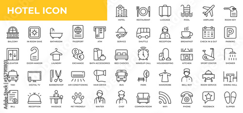 Canvastavla Hotel line icons collection