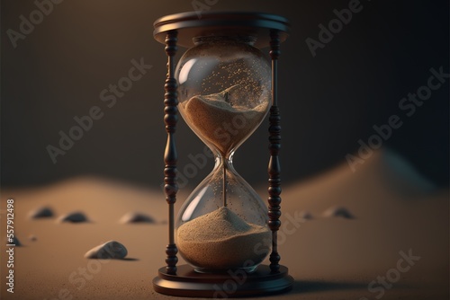 Hourglass with sand background Generative AI
