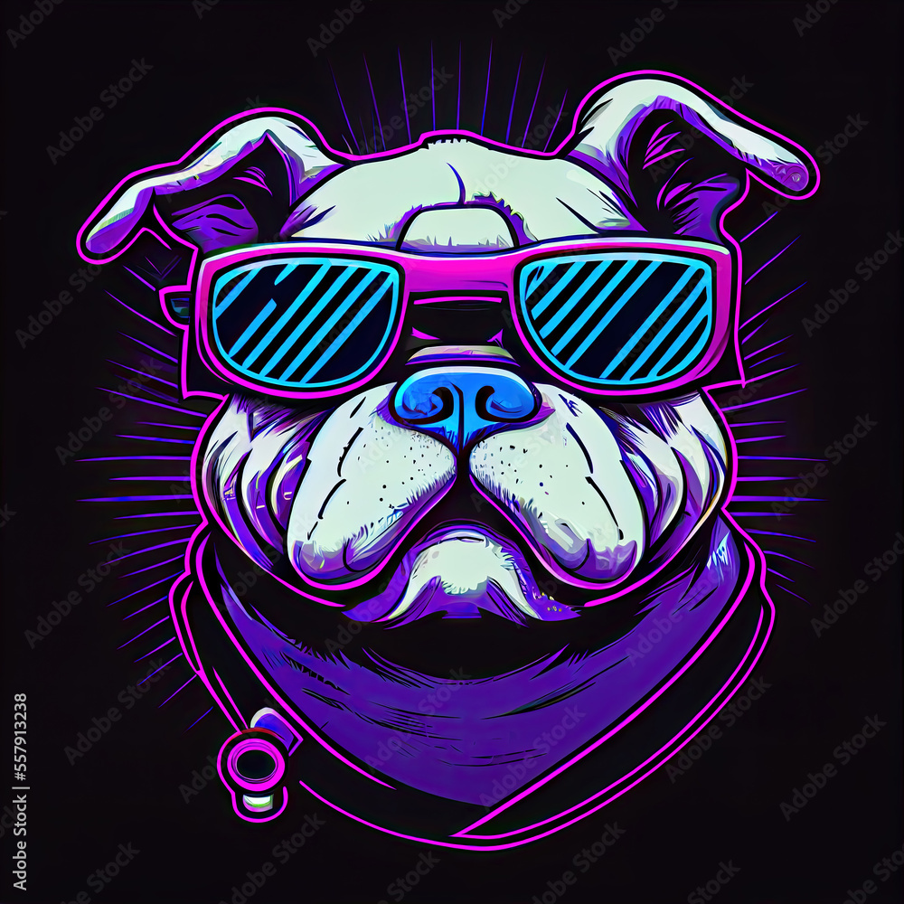 Neon Sticker Animals with Glasses Portrait Generative AI Digital Art Illustration Cover Backdrop Background T-Shirt Neon Sticker Animals with Glasses Portrait Generative AI Digital Art Illustration Cover Backdrop Background T-Shirt