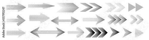 Halftone arrows. halftone dots set. Vector arrow collection