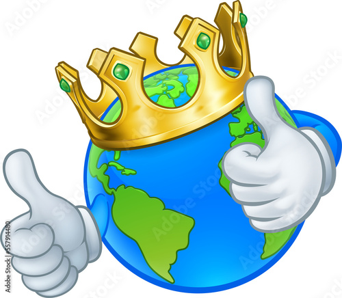 King Gold Crown Earth Globe...