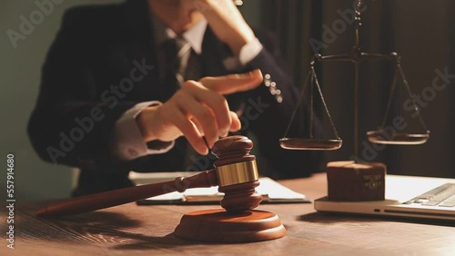 Wallpaper Mural Business and lawyers discussing contract papers with brass scale on desk in office. Law, legal services, advice, justice and law concept picture with film grain effect Torontodigital.ca