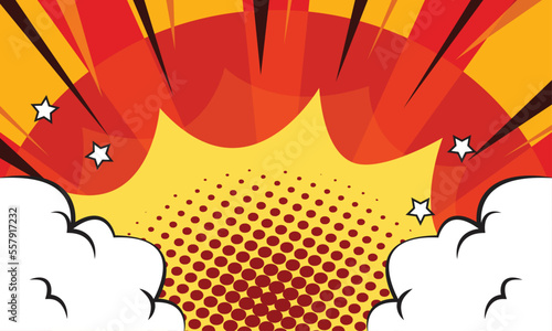 Comic Style Background with Halftone Effect. Superhero Poster Backdrop Vintage Banner