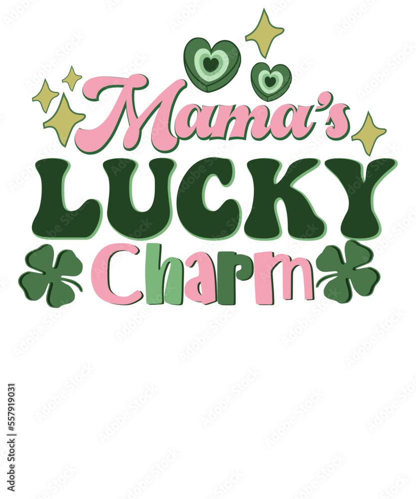 Obraz premium Mama's Lucky Charm Retro St. Patrick's Day Toddler T Shirt Design