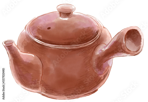 Wallpaper Mural 茶色の急須の水彩イラスト(透過PNG) Torontodigital.ca