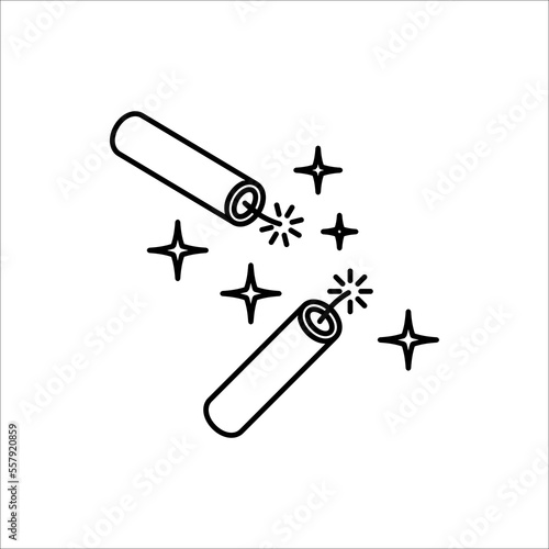 firecracker line icon. Firecracker petard outline vector icon. Pyrotechnics symbol, logo illustration. Vector graphics.
