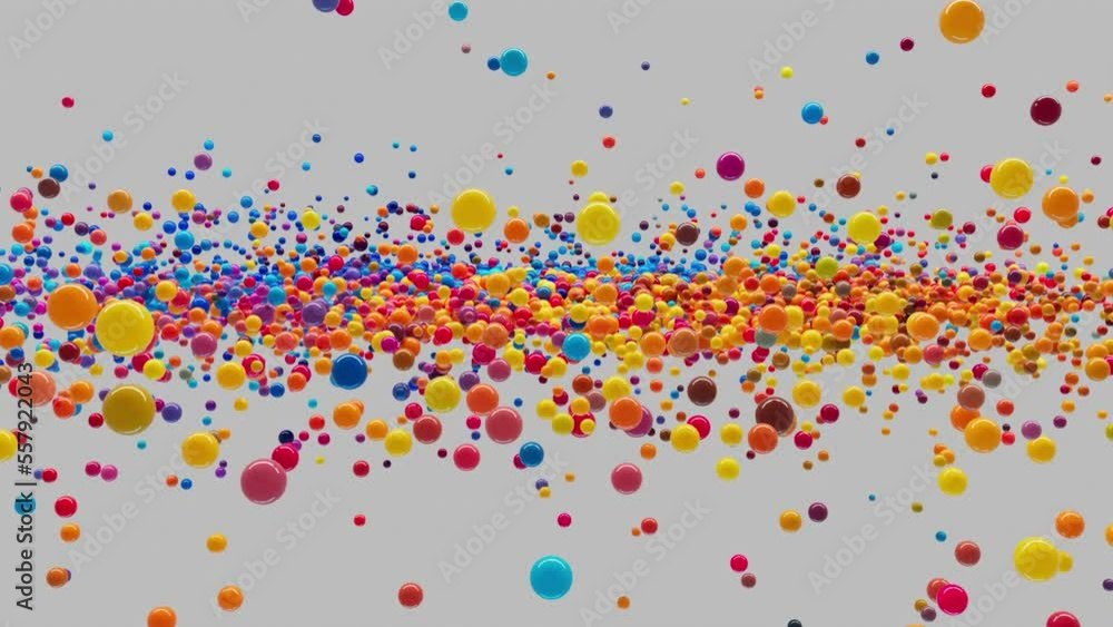 Dynamic animation of spheres of different colors moving randomly in space create a beautiful abstract simulation for the background. Dynamic animation of spheres of different colors moving randomly in space create a beautiful abstract simulation for the background.