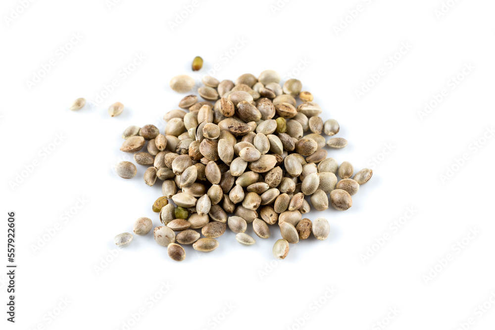 Cannabis hemp seeds pile close up macro shot isolated Cannabis hemp seeds pile close up macro shot isolated