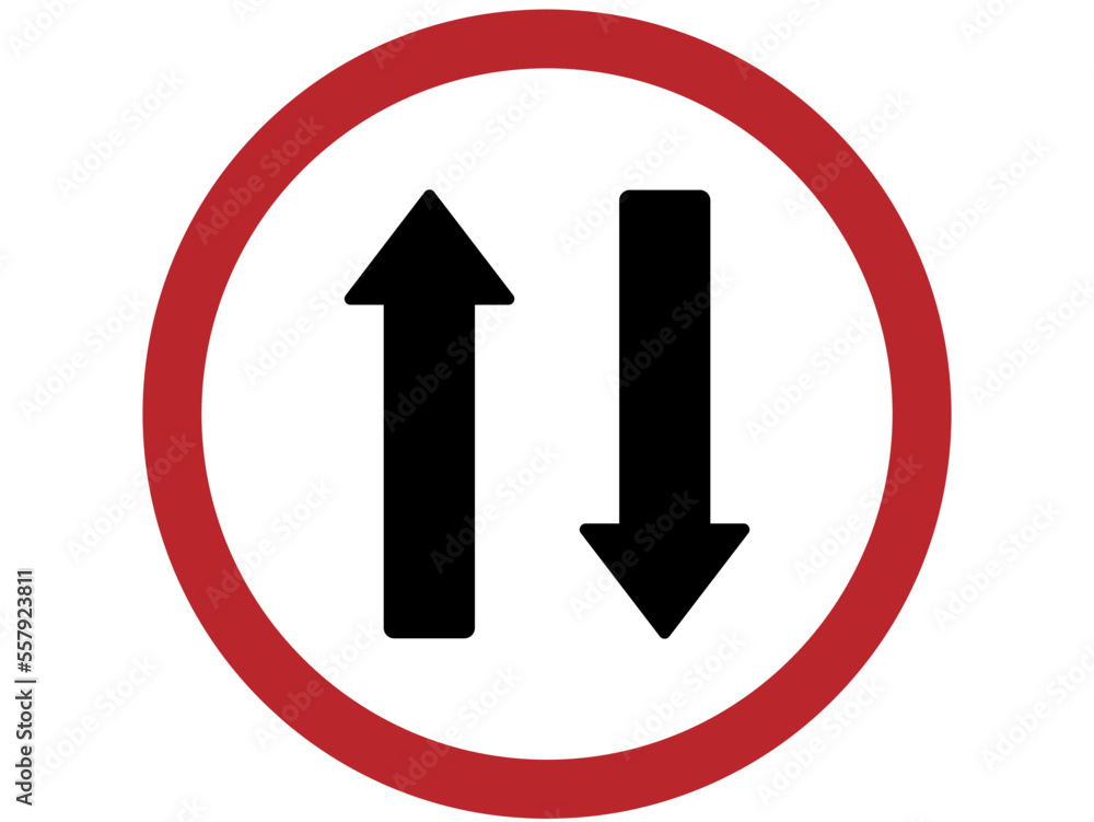 Double meaning board. Highway traffic vector with arrow isolated on white background Double meaning board. Highway traffic vector with arrow isolated on white background