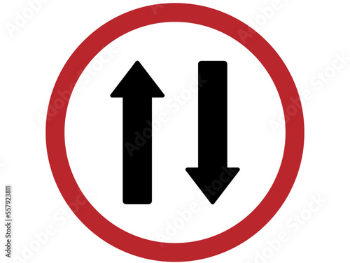 Double meaning board. Highway traffic vector with arrow isolated on white background
