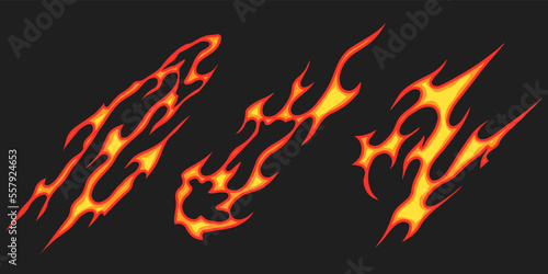 Popular and trending vector fire ornament objects 2023 for tshirts, long sleeves, hoodies, parkas, streetwear, apparel and pajamas. Hand drawing of cool vector fire.