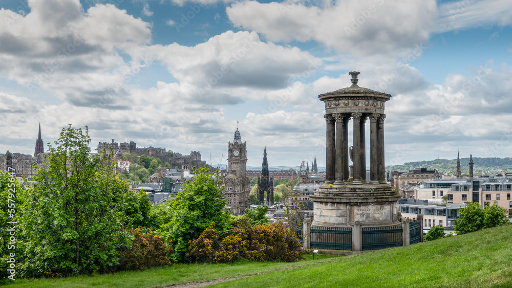 Edinburgh from Calton Hill, showing the castle, the Scott Monument and Princes Street.