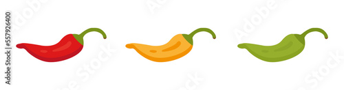 Fotografia Set of hot peppers. Peppers Vector graphics