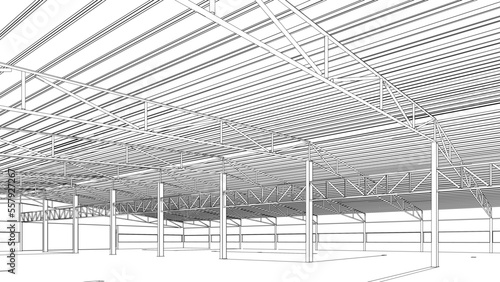 3D illustration of industrial building