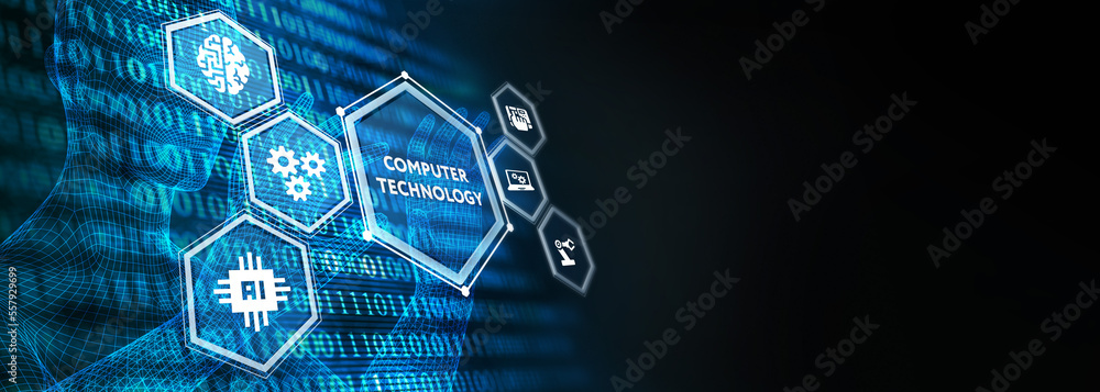 Obraz premium IT consultant presenting tag cloud about information technology. 3d illustration