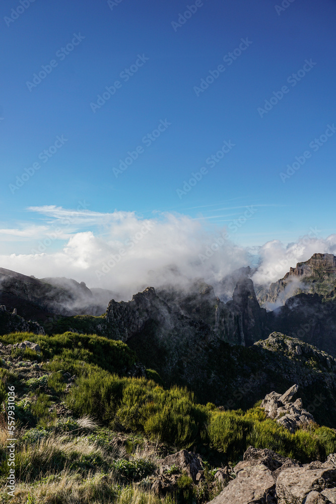 Clouds over the peak in Madeira island