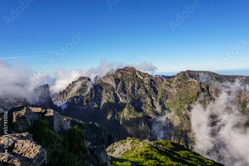 Clouds over the peak in Madeira island 