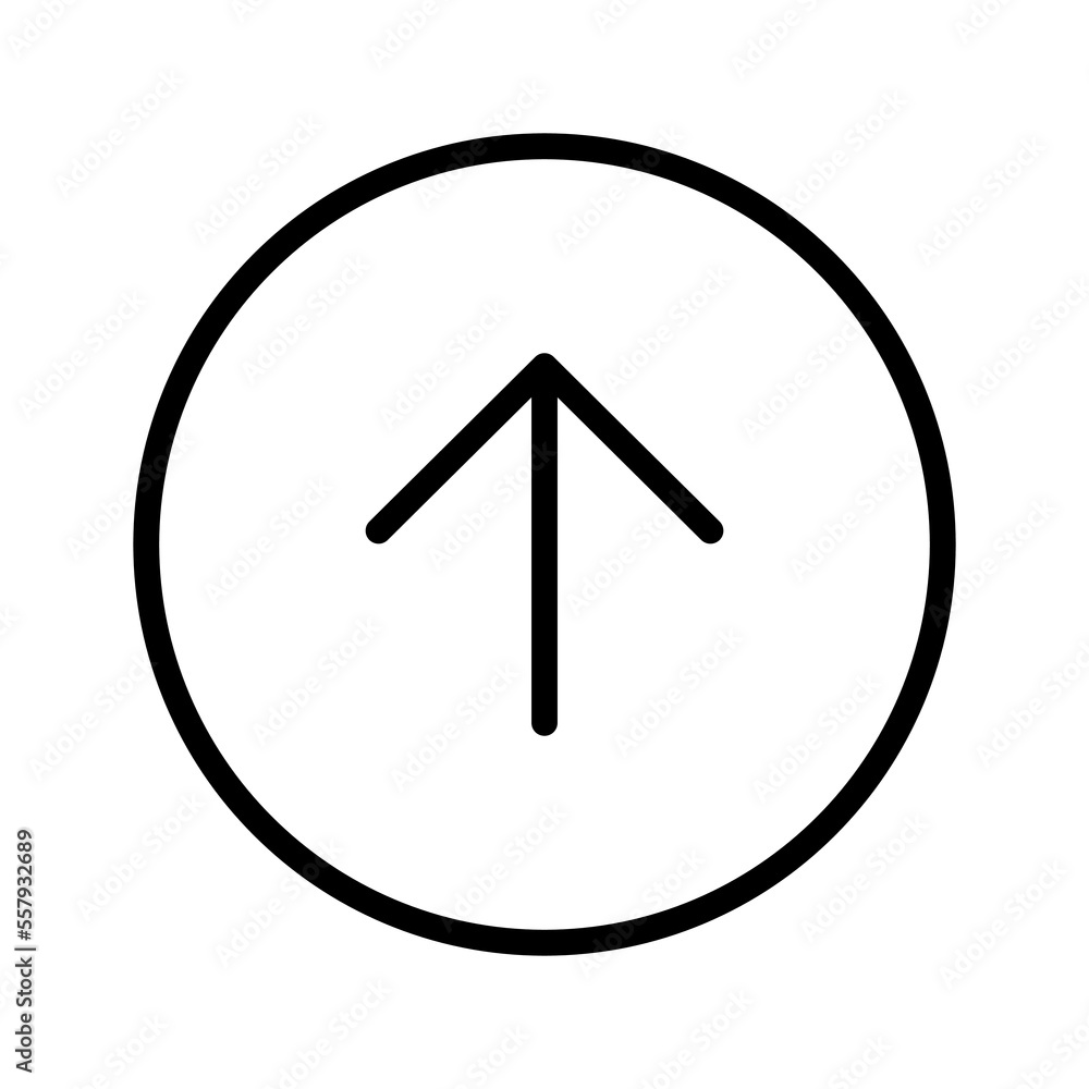 Arrow up circle icon line isolated on white background. Black flat thin icon on modern outline style. Linear symbol and editable stroke. Simple and pixel perfect stroke vector illustration. Arrow up circle icon line isolated on white background. Black flat thin icon on modern outline style. Linear symbol and editable stroke. Simple and pixel perfect stroke vector illustration.