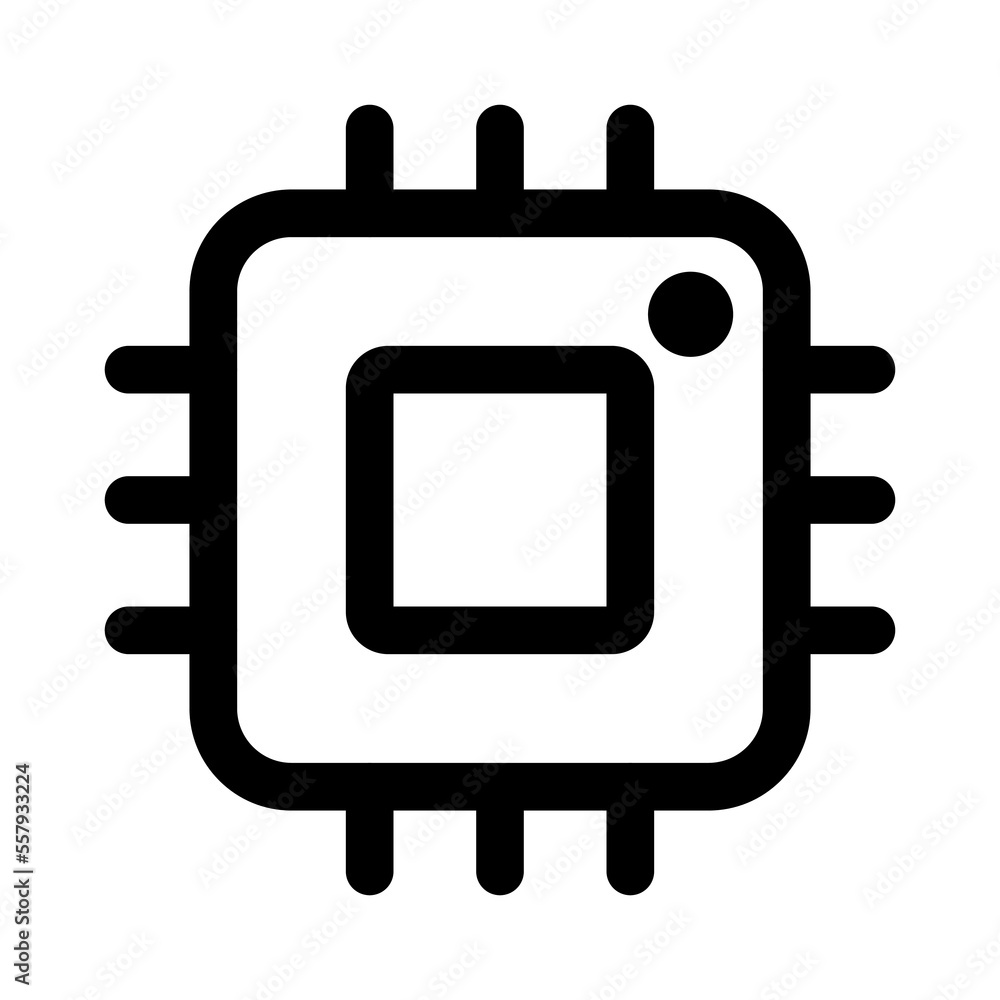 Hardware chip icon line isolated on white background. Black flat thin icon on modern outline style. Linear symbol and editable stroke. Simple and pixel perfect stroke vector illustration. Hardware chip icon line isolated on white background. Black flat thin icon on modern outline style. Linear symbol and editable stroke. Simple and pixel perfect stroke vector illustration.