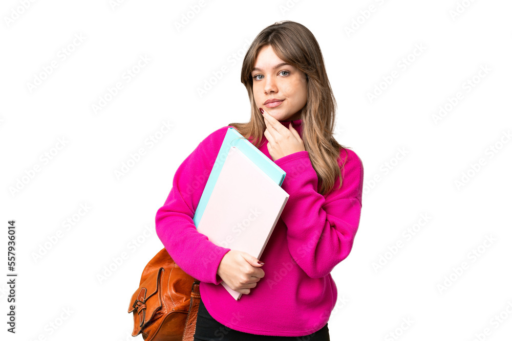 Young student girl over isolated chroma key background thinking Young student girl over isolated chroma key background thinking