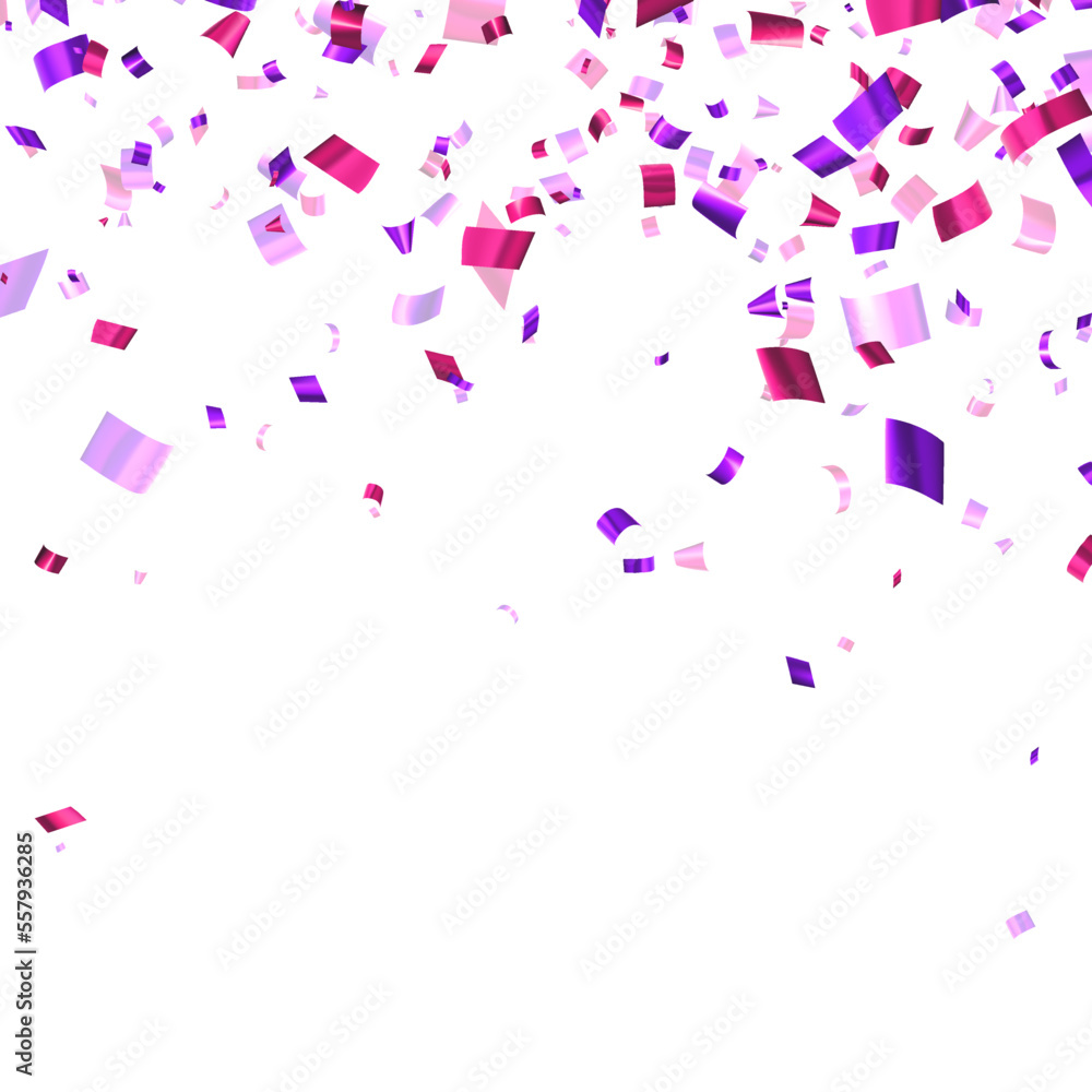Falling purple cut out foil ribbon confetti background with space for text. Falling purple cut out foil ribbon confetti background with space for text.