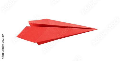 Red paper plane origami isolated on a white background photo