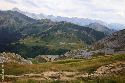 View on the Col de la Colombi  re which is a mountain pass in the Alps in the department of Haute-Savoie