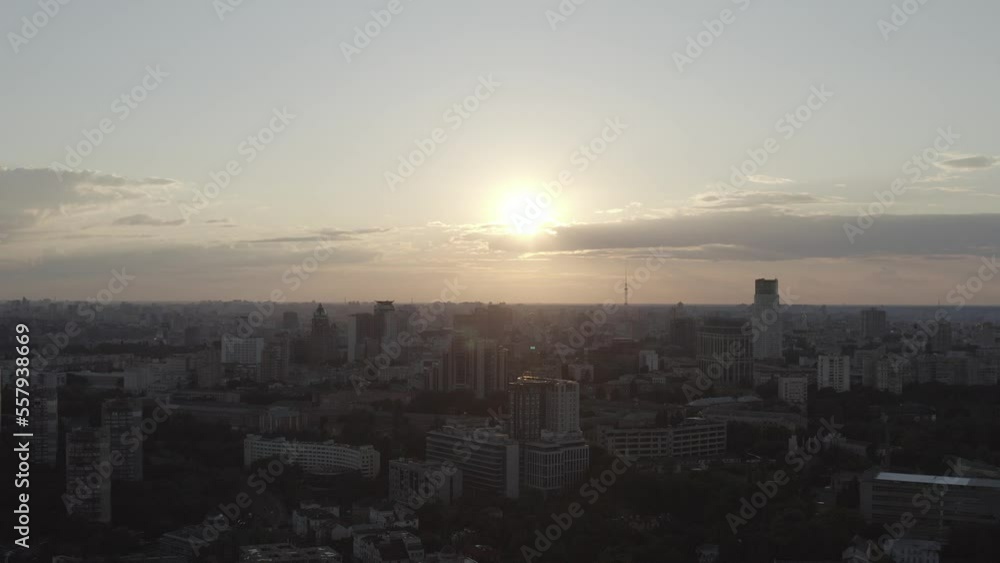 Monument of Motherland Mother in Kiev. The symbol of the city. Ukraine. Museum of the second world war. Drone video. Sunset Monument of Motherland Mother in Kiev. The symbol of the city. Ukraine. Museum of the second world war. Drone video. Sunset