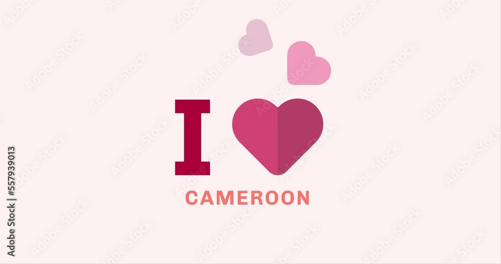 I Love CAMEROON with heart shape modern animation on the background I Love CAMEROON with heart shape modern animation on the background