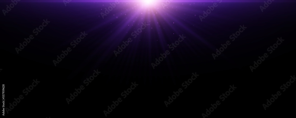 Sparkling light effect with glowing dust isolated on black background. Vector illustration