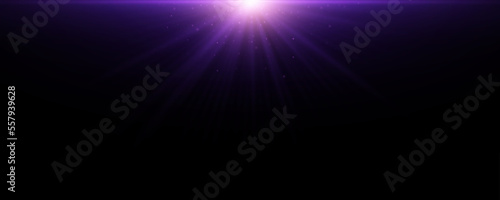 Sparkling light effect with glowing dust isolated on black background. Vector illustration