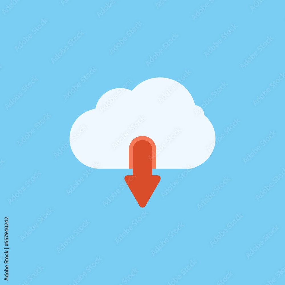 Cloud Download Flat Icon download vector illustration Cloud Download Flat Icon download vector illustration