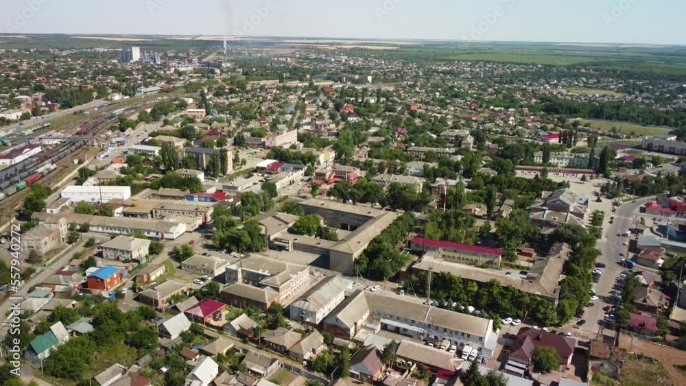 a small town view from the air. High quality footage a small town view from the air. High quality footage