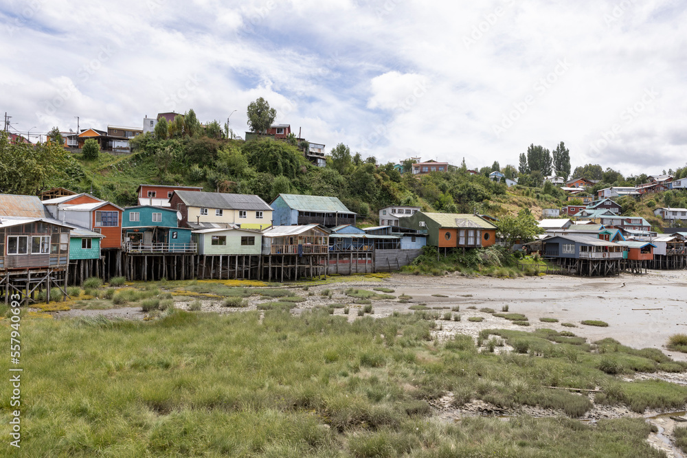 Palafitos de Pedro Montt - colorful stilt houses on Chiloé (Isla Grande de Chiloé) in Chile 