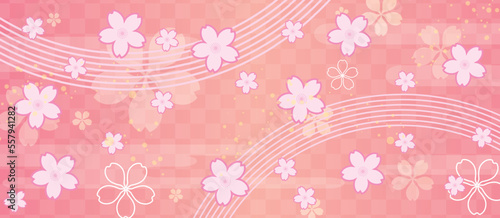 春の背景イラスト。和柄をあしらった美しい背景。	
