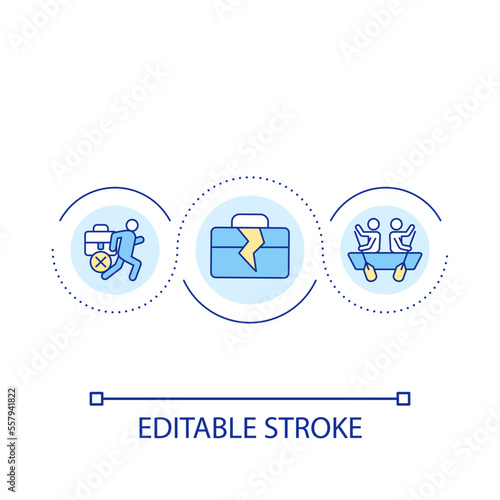 Employment problem loop concept icon. Poor team performance. Unprofessional workers abstract idea thin line illustration. Isolated outline drawing. Editable stroke. Arial font used
