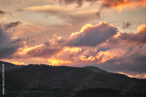 Autumnal landscape at sunset of tuscan countryside in Mugello © Francesco