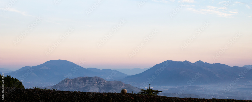 The hilly landscape around Monte Casino in Italy