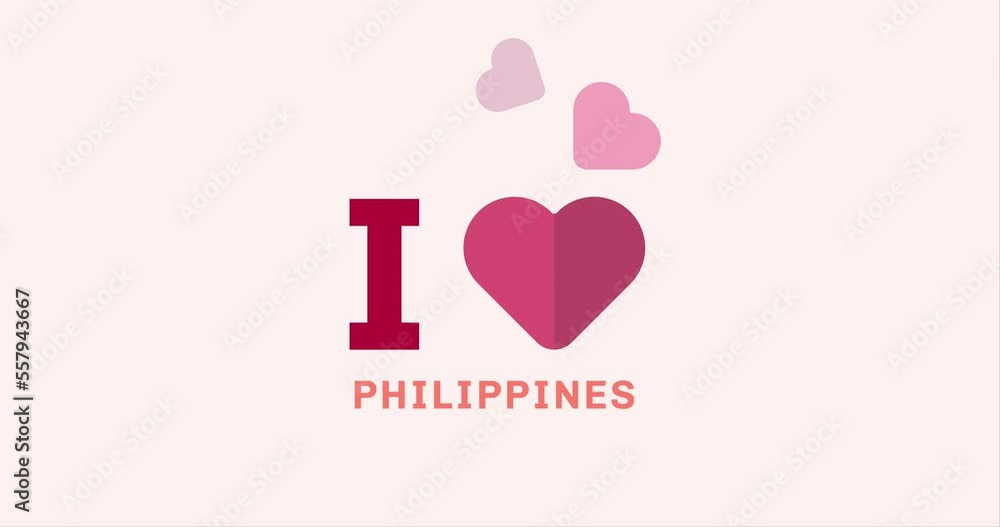I Love PHILIPPINES with heart shape modern animation on the background I Love PHILIPPINES with heart shape modern animation on the background