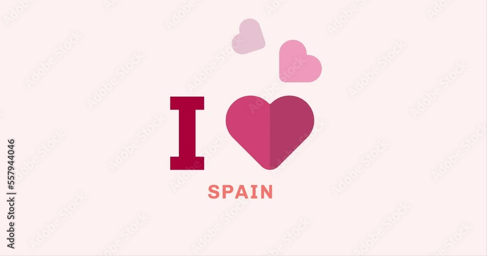 I Love SPAIN with heart shape modern animation on the background I Love SPAIN with heart shape modern animation on the background