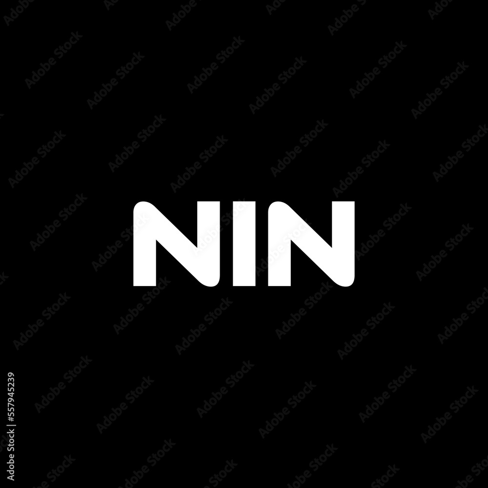 NIN letter logo design with black background in illustrator, vector logo modern alphabet font overlap style. calligraphy designs for logo, Poster, Invitation, etc.