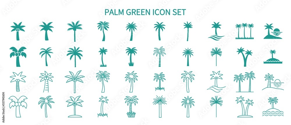 Naklejka premium Palm tree set of various shapes