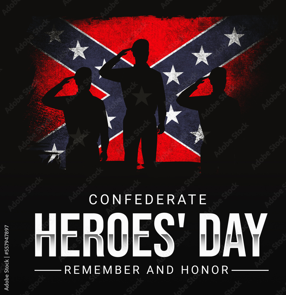 Confederate Heroes' Day Background with Flag and typography