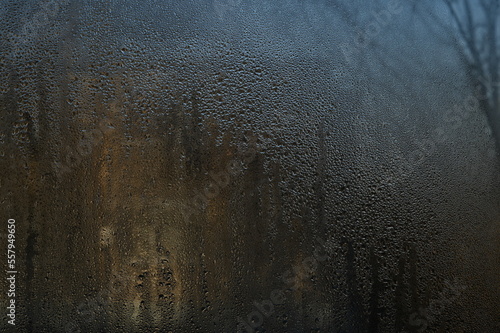 pattern of water drops on the glass. close-up