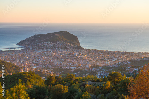 Alanya fortress hill on sunset time.