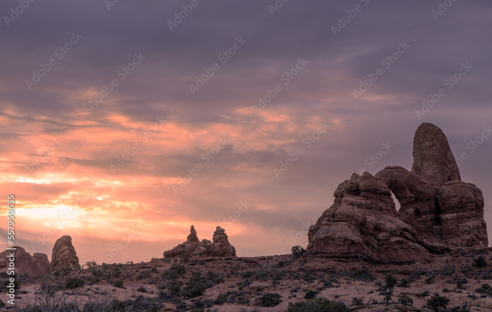 Sunrise Landscape in Arches National Park Utah