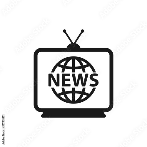 News on tv icon flat style isolated on white background. Vector illustration
